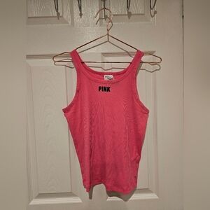 PINK VS Ribbed Tank Top Neon Pink Size M
